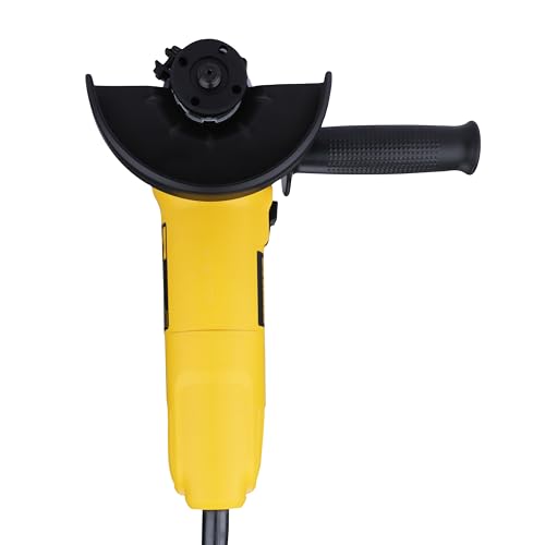 DEWALT DWE4115, 950W, 5'' (100mm) हेवी ड्युटी अँगल ग्राइंडर हेवी ड्युटी ऍप्लिकेशन्ससाठी स्पिंडल लॉक आणि स्लाईड स्विचसह इंजिनिअर केलेले, 2 वर्षांची वॉरंटी (साइड हँडल समाविष्ट)