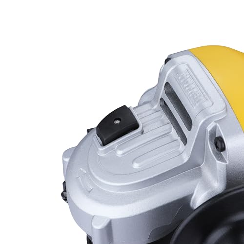DEWALT DWE4115, 950W, 5'' (100mm) हेवी ड्युटी अँगल ग्राइंडर हेवी ड्युटी ऍप्लिकेशन्ससाठी स्पिंडल लॉक आणि स्लाईड स्विचसह इंजिनिअर केलेले, 2 वर्षांची वॉरंटी (साइड हँडल समाविष्ट)