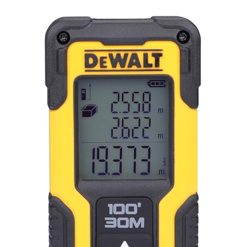 DEWALT DWHT77100 30M कॉर्डलेस लेझर डिस्टन्स मेजरर 2xAAA बॅटरीसह डिस्टन्स एरियासाठी आणि घर, DIY आणि व्यावसायिक वापरासाठी रंग स्क्रीनसह आवाज मापन, 1 वर्षाची वॉरंटी, पिवळा आणि काळा