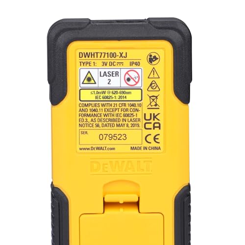 DEWALT DWHT77100 30M कॉर्डलेस लेझर डिस्टन्स मेजरर 2xAAA बॅटरीसह डिस्टन्स एरियासाठी आणि घर, DIY आणि व्यावसायिक वापरासाठी रंग स्क्रीनसह आवाज मापन, 1 वर्षाची वॉरंटी, पिवळा आणि काळा