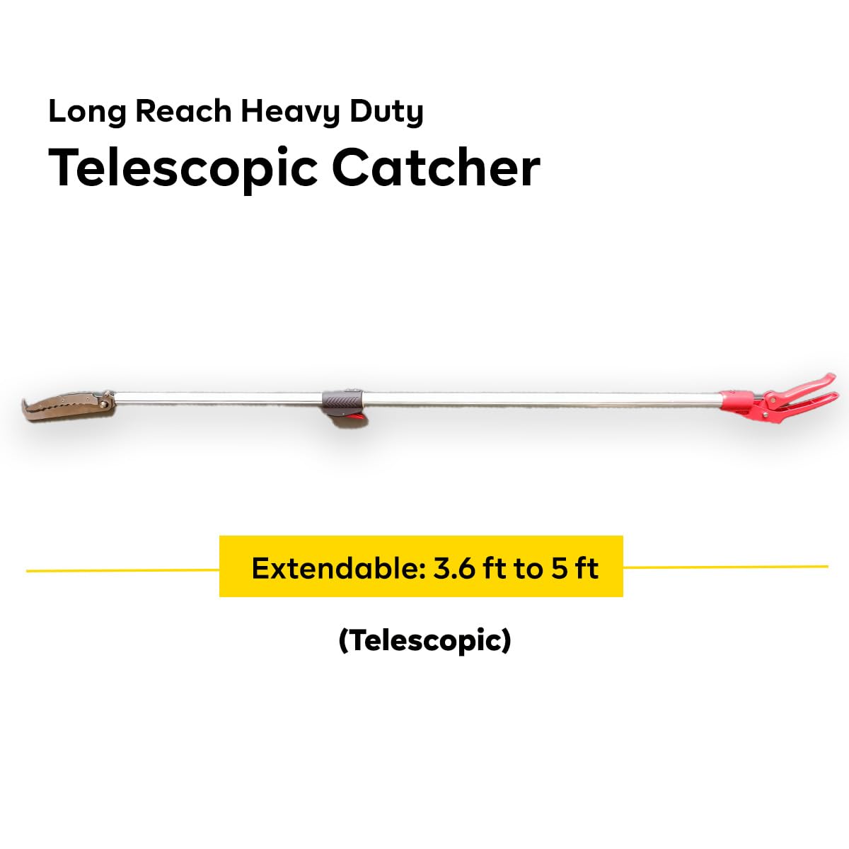 युवकॉन लाँग रीच हेवी ड्यूटी टेलिस्कोपिक कॅचर गार्डन पिकर टूल, ॲल्युमिनियम ग्रॅबर स्टिक, एक्सटेंडेबल: 3.6 फूट ते 5 फूट (टेलिस्कोपिक)