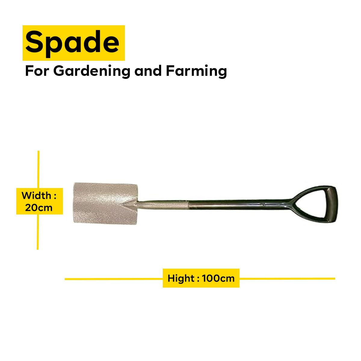 Yuvcon Shovel for Digging, Made of Metal for Heavy-Duty use, Lightweight, Easy to Carry Shovel for Gardening & Agriculture Digging Tool (Rectangle)