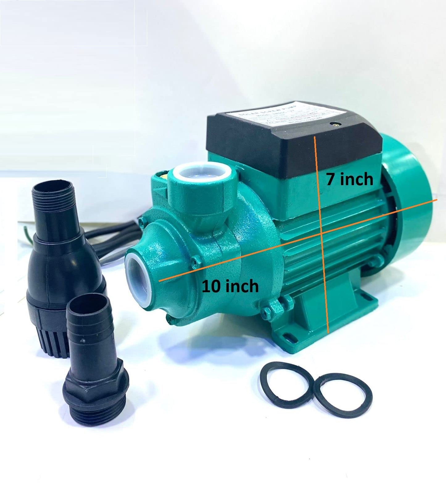 एशियन पंप्स एंड मशीनरीज 12v 180W डीसी सोलर सरफेस बूस्टर वाटर पंप स्प्रिंकलर सिंचाई मरीन बोट टैंक ओपनवेल बोरवेल 25 फीट और फ्लो 1500L/hr इनलेट आउटलेट 1” केबल लंबाई 80cm