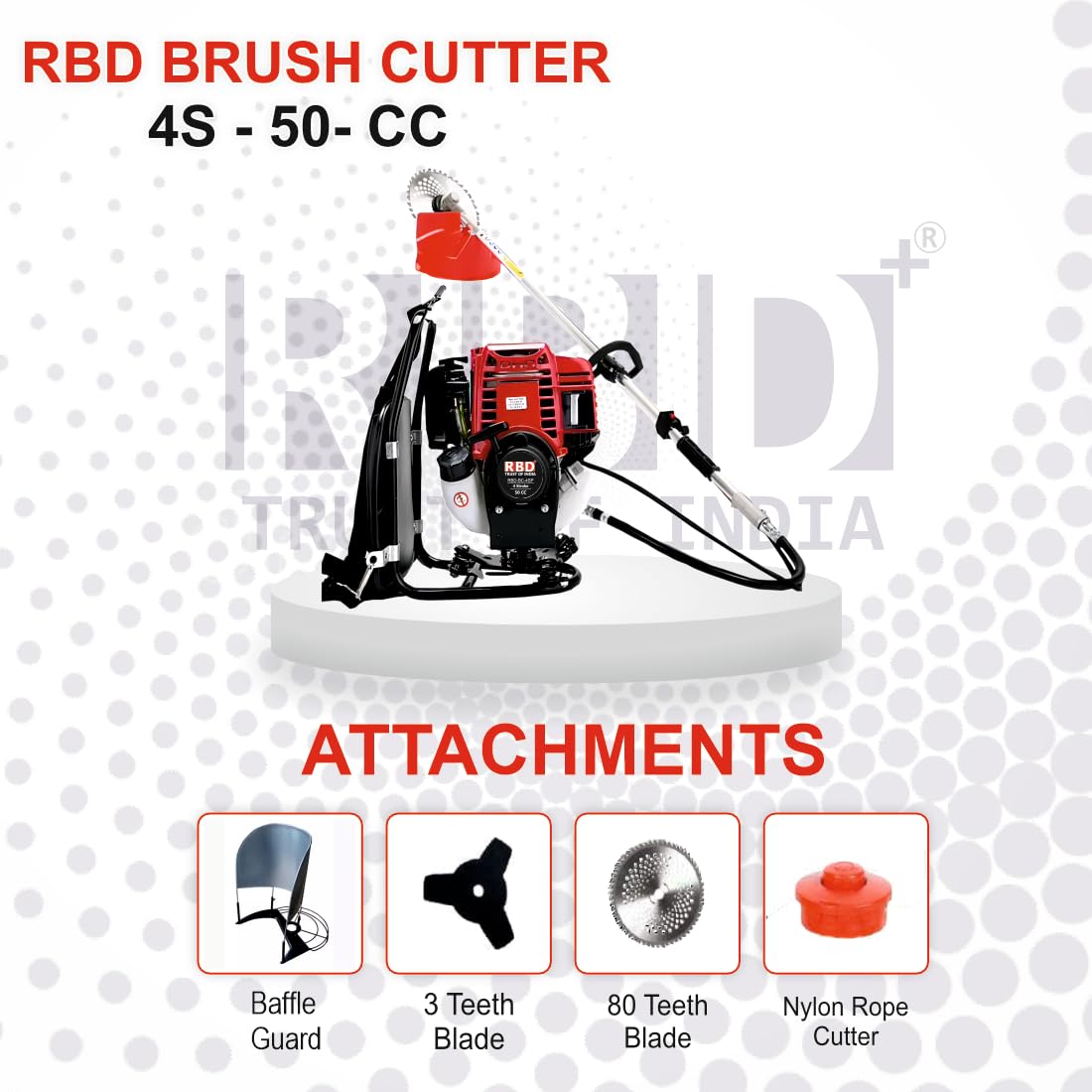 50cc 4-स्ट्रोक बैकपैक ब्रश कटर | हैवी ड्यूटी ग्रास ट्रिमर और वीड वेकर | RBD-BP-4S-50