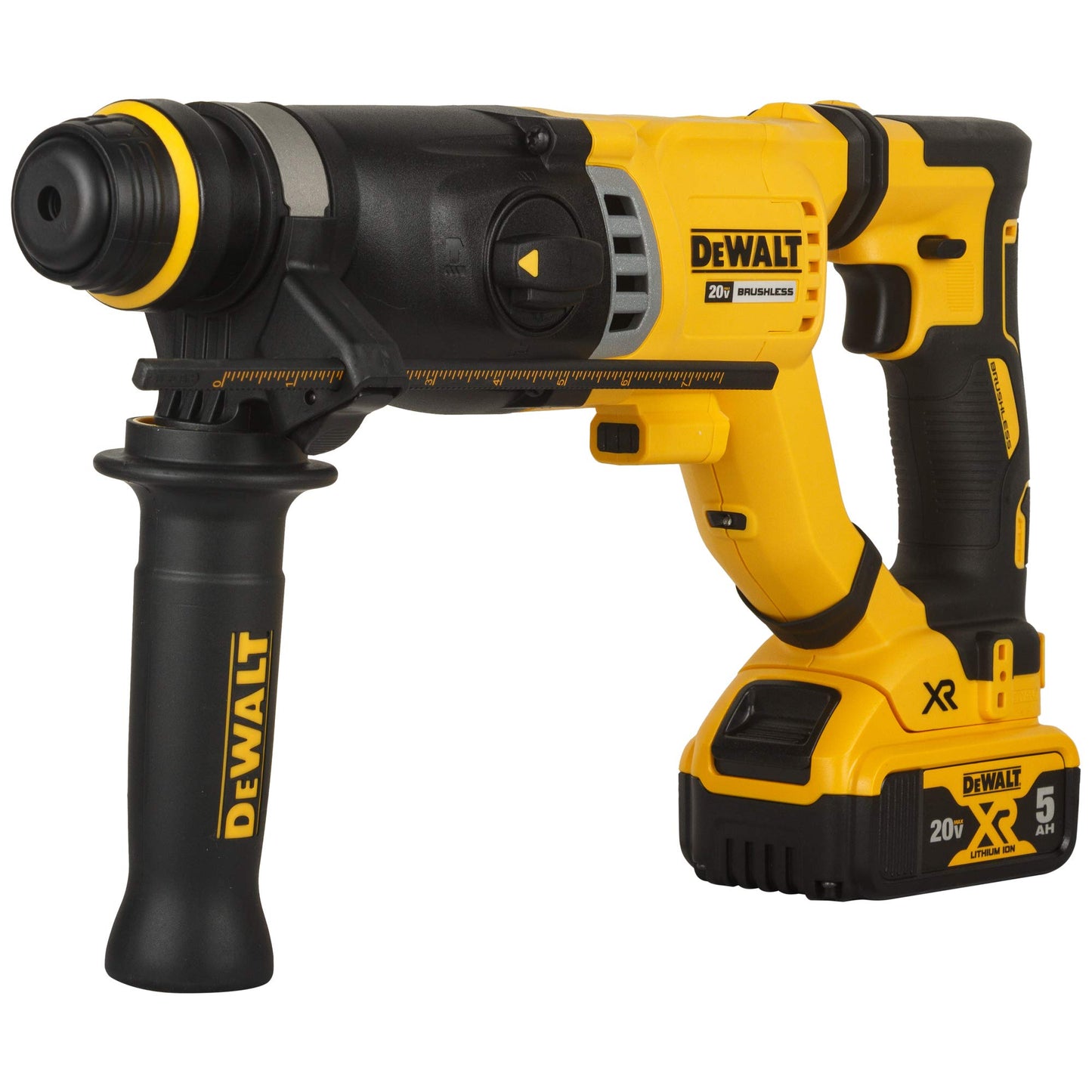 DEWALT DCH263P2 28mm 18V XR Li-ion D-हँडल SDS प्लस कॉर्डलेस रोटरी हॅमरसह ब्रशलेस मोटर w 2x5.0Ah बॅटरी समाविष्ट-परफॉर्म आणि प्रोटेक्ट शील्ड