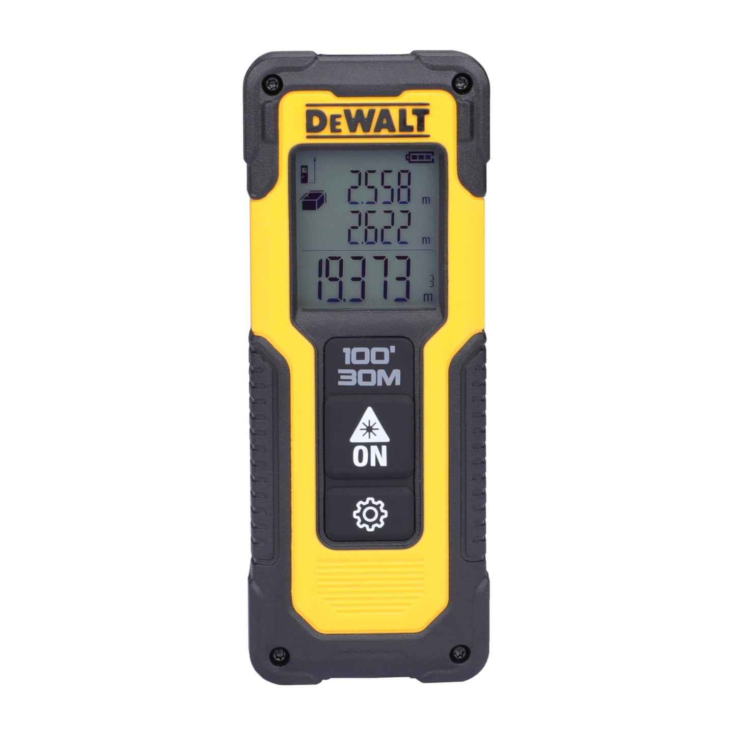 DEWALT DWHT77100 30M कॉर्डलेस लेझर डिस्टन्स मेजरर 2xAAA बॅटरीसह डिस्टन्स एरियासाठी आणि घर, DIY आणि व्यावसायिक वापरासाठी रंग स्क्रीनसह आवाज मापन, 1 वर्षाची वॉरंटी, पिवळा आणि काळा