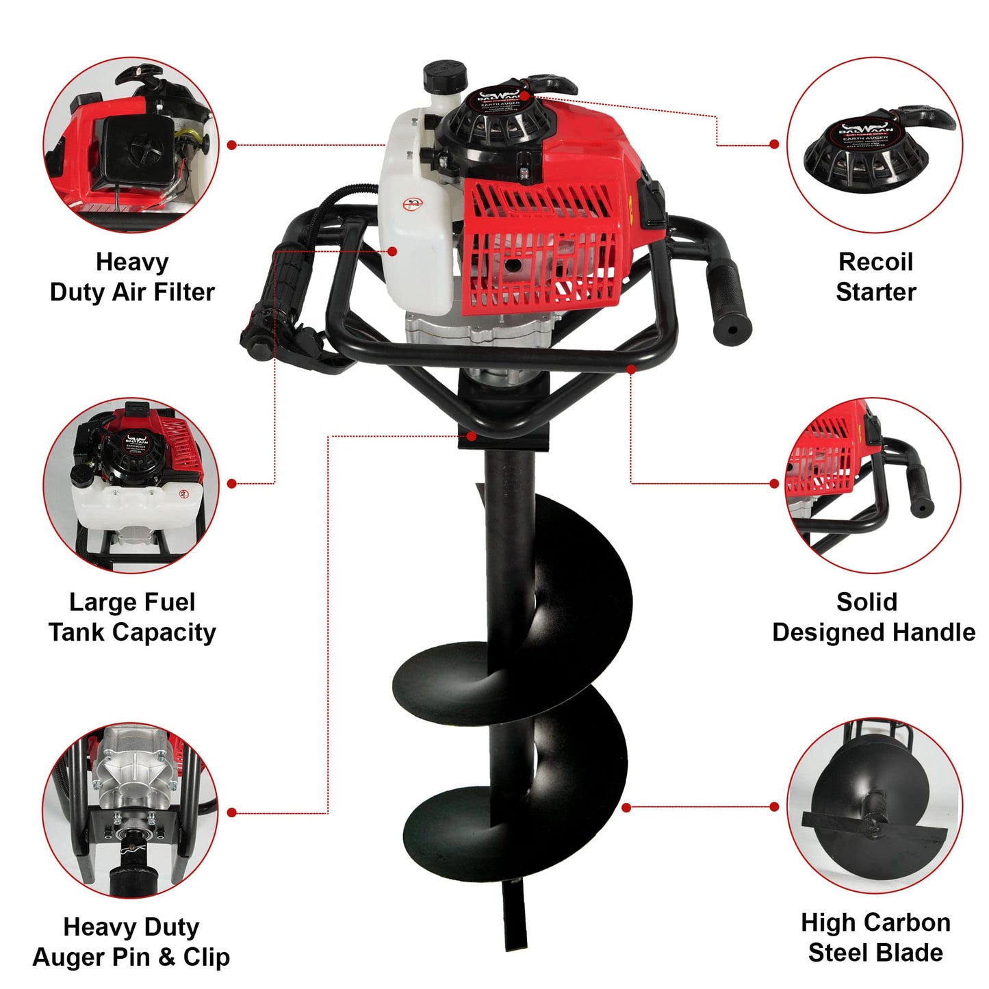Balwaan BE-63 Earth Auger with 8 & 12 inch