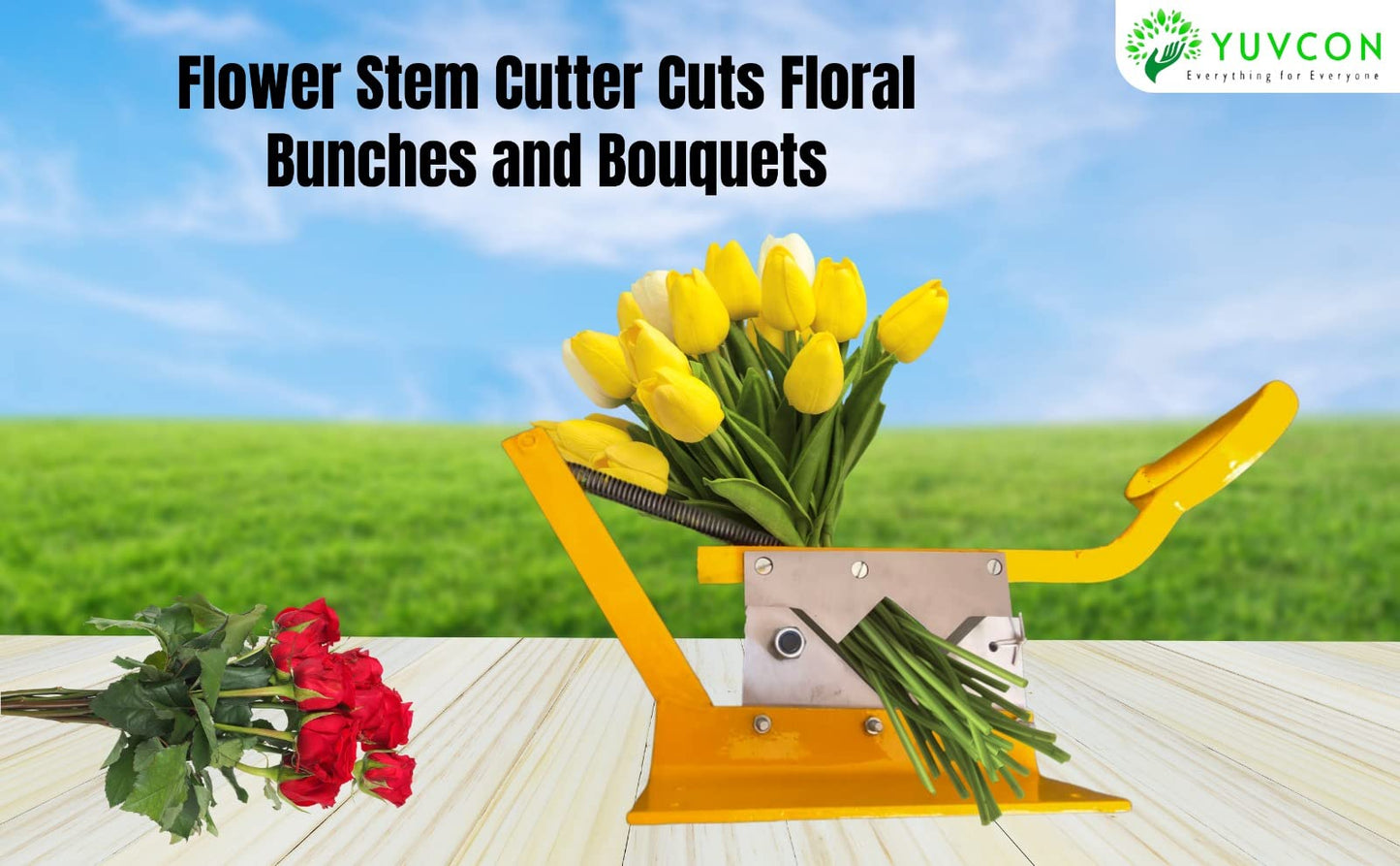 YUVCON Fresh Flower Stem Cutter | Heavy Duty Commercial Grade Table Mountable Floral Stem Cutter for Florists or Garden Use Durable and Easy to Use - Perfect Tool for Floristry and Gardening