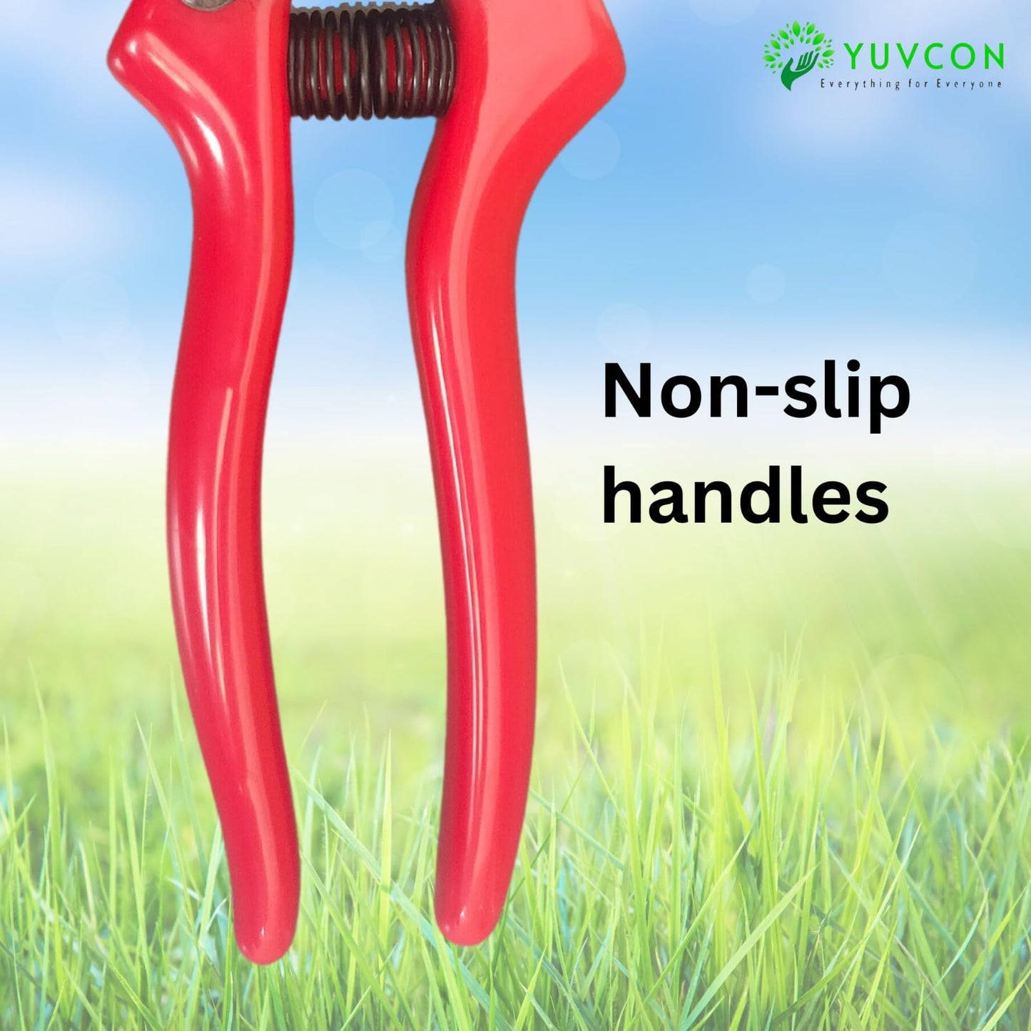 युवकॉन हेवी ड्यूटी सेकेटर्स नॉनस्टिक कार्बन स्टील कट आणि पीव्हीसी कोटेड ॲल्युमिनियम अलॉय हँडलसह सेकेटर्स, होम गार्डन सिझर्ससाठी प्लांट कटर, गार्डन टूल्स, बागेसाठी छाटणी शाखा कटर