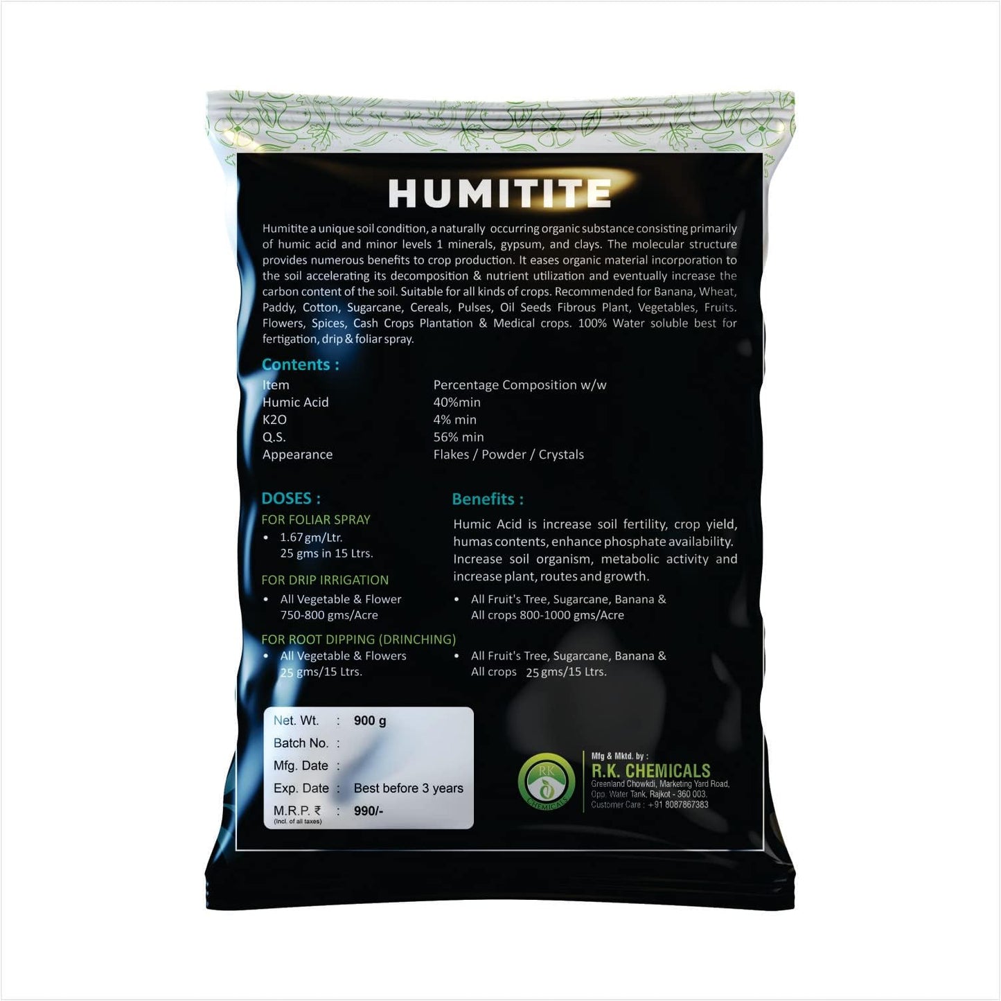 एग्रीवेंचर ह्यूमिटाइट - 4.5KG ह्यूमिक एसिड पौधे के विकास के लिए | (900GM X 5)