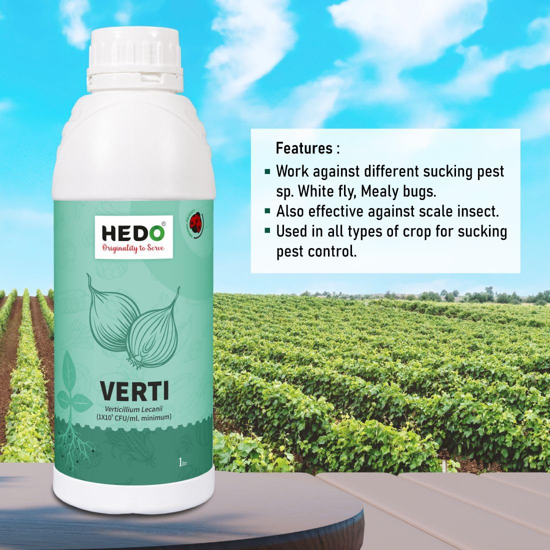HEDO वर्टिसिलियम लेकानी बायो-ऑर्गेनिक लिक्विड (1L) पौधों और फसलों के लिए - एफिड्स, थ्रिप्स और व्हाइटफ़्लाइज़ जैसे चूसने वाले कीटों के खिलाफ़