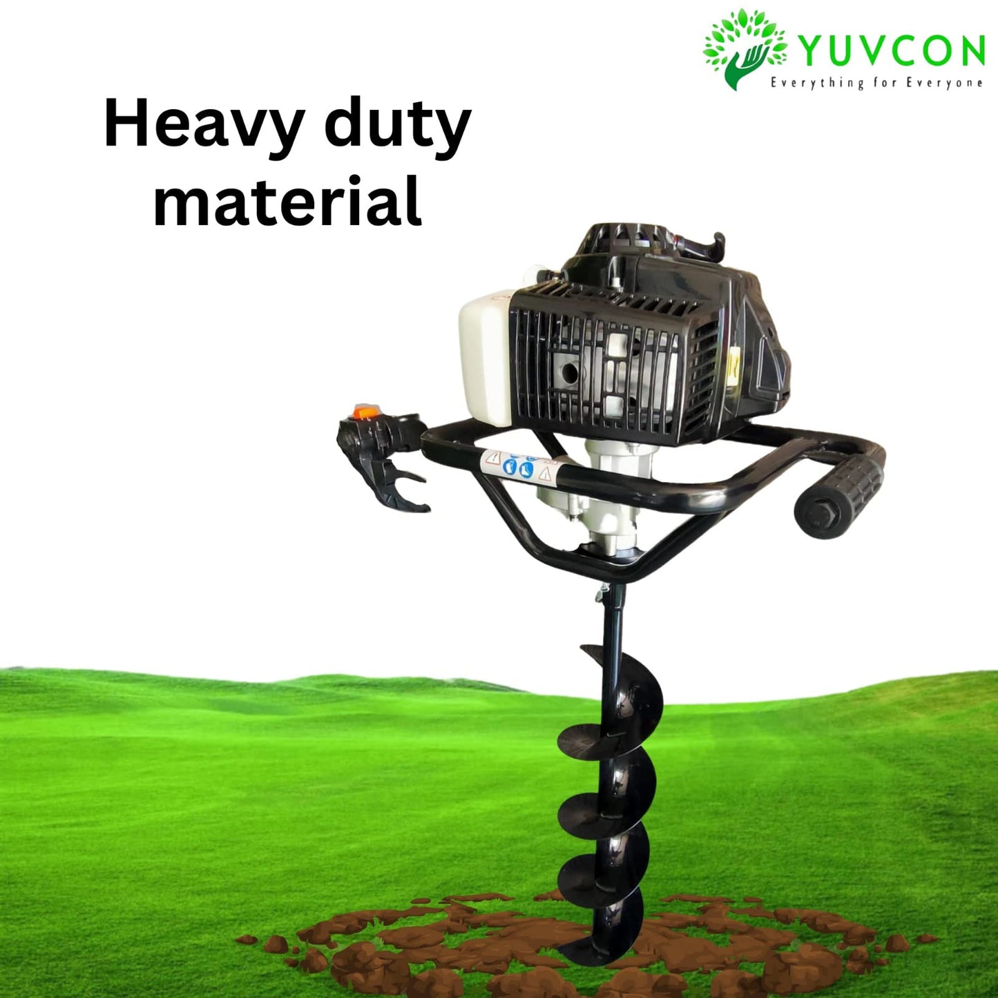 युवकॉन अर्थ ऑगर 63 सीसी 6 इंच बिटसह | हेवी ड्यूटी इंजिन | वृक्षारोपण आणि खड्डे खोदणे | शक्तिशाली इंजिन प्रत्येक प्रकारच्या मातीमध्ये छिद्रे खणू शकते