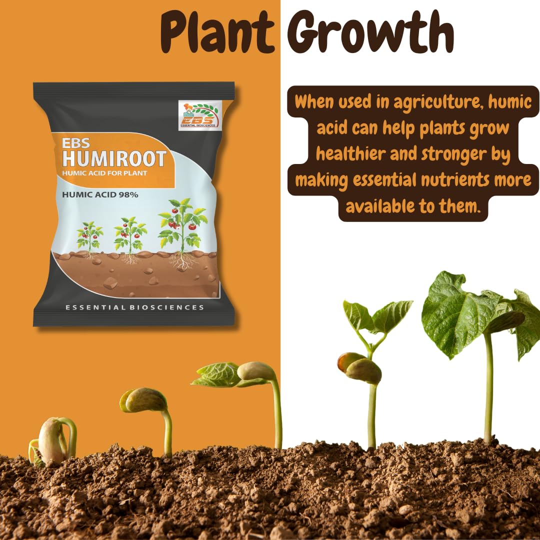 EBS Humiroot Humic ऍसिड | 500 ग्रॅम | घर आणि किचन गार्डन आणि सर्व पिकांमध्ये तुमच्या रोपांच्या वाढीला चालना देण्यासाठी