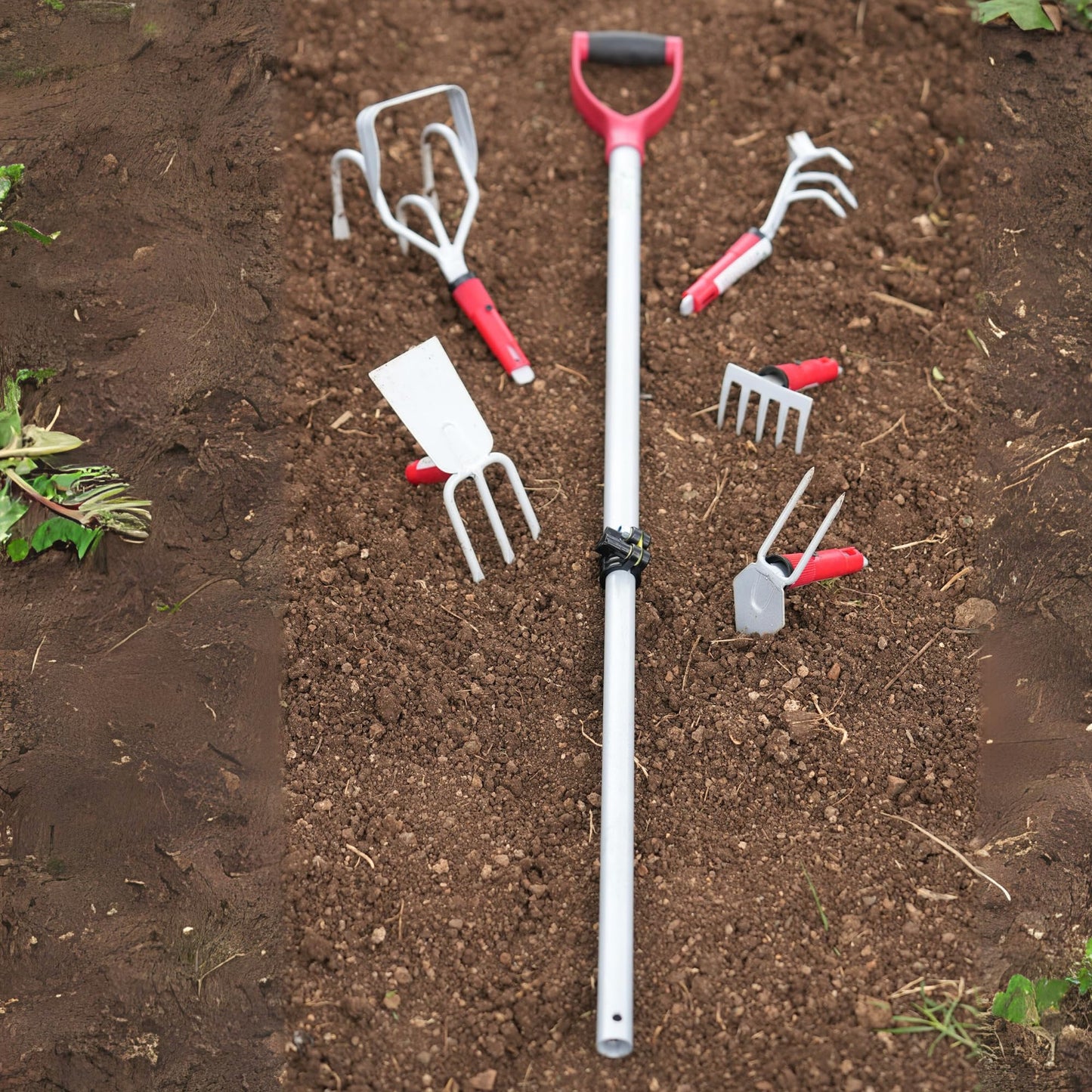 बागवानी के लिए YUVCON हो सेट (5 पीस), लंबा टेलीस्कोपिक हैंडल, मजबूत आयरन मेटल अटैचमेंट और मजबूत मिश्र धातु से बना हल्का हैंडल, सभी एक बागवानी उपकरण सेट में