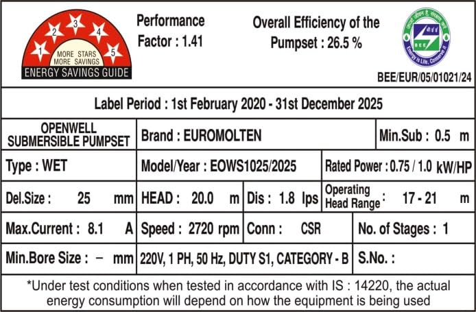 open well submersible pump lable