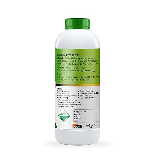 Atmanam Evergreen liter 4 Liter - Bio Flower Fertilizers - Organic Growth Roots of Flowers Fruits & Vegetables - Pack of 4
