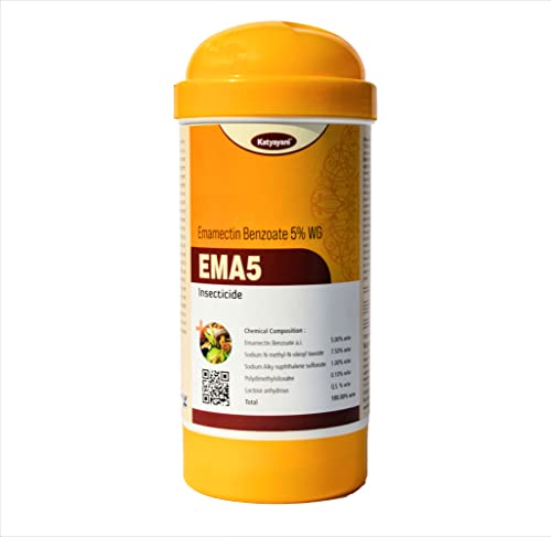Katyayani Ema5 Emamectin Benzoate 5% SG Insecticide for Plants & Home Garden Best for Control Boll worms Fruit & Shoot Borer Diamondback moth Tea Looper Insect for Cotton Okra (1 Kg (250g X 4))