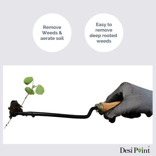 Desi Point Handmade Weeder and Khurpi/Khurpa for Gardening - Soil Digger Hand Tool/Hand Weeder (Set of 2 Tools)