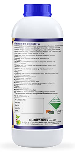 Atmanam BIO Fertilizer CONSORTIA (Nitrogen, Phosphate, Potash) NPK Plant Growth Promoter, Nutrition Enhancer Supplement, Bio Stimulant, Immunity Builder for Plants & Crops (6)