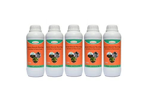Katyayani Vesicular Arbuscular Mycorrhiza (VAM) Bio Essential Organic Plant Fertilizer | Increases Resistance to Drought | Root Growth | 2 X 10^8 Cfu Ml/min | 5 Litre | 1000ml x 5