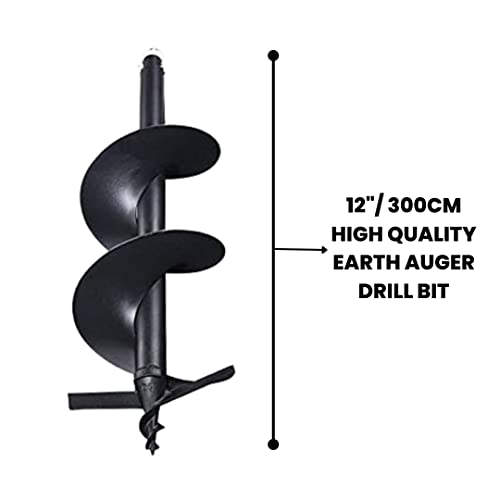 OREZEN 12" / 300cm Earth Auger Single Layer Drill Bit | Earth Auger Blade | Heavy Duty Earth Drilling Bit (Spiral Shape) | Rust Resistance | Agriculture Tools for Farming