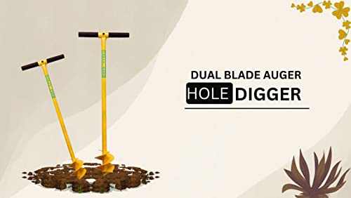 Jappy Agro Post Hole Digger - Earth Garden Auger Drill Non-Slip Handle, Spiral Drill Planter Bit for Planting Trees, Seedlings, Bedding Plants, Deep Cultivating, Digging Weeds Roots(Wooden Handle