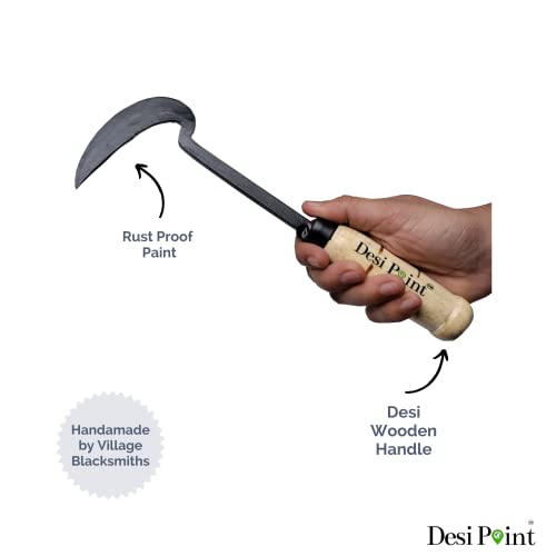 Desi Point Handmade Gardening Tools Set - Khurpi, Small Trowel, Big Trowel, Hand Weeder and Three Teeth Cultivator (Khurpi + 4 Tools)