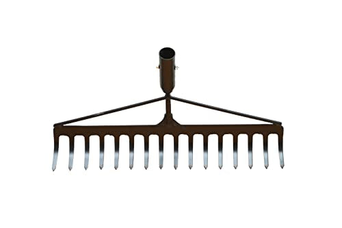 Leaf Rake for Gardening - 15 in Wide Small Garden Rake for Leaves,16 Tines Metal Shrub Rake,55 in Fix Handle -Yard Rake for Grass,Mulch - Rakes for Lawns Heavy Duty - Portable for Camping