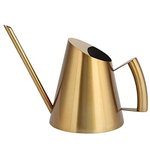 Ubersweet® Watering Can, 400ml/900ml/1500ml Stainless Steel Sprinkle Pot Long Mouth Garden Flowers Plants Flower Watering Tool for Indoor Outdoor Gardens Agriculture(400ml-gold)
