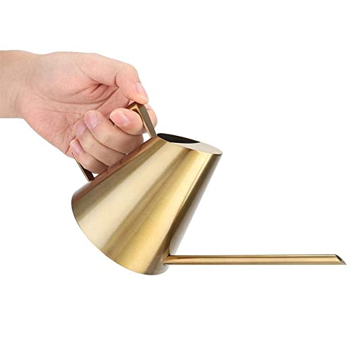 Ubersweet® Watering Can, 400ml/900ml/1500ml Stainless Steel Sprinkle Pot Long Mouth Garden Flowers Plants Flower Watering Tool for Indoor Outdoor Gardens Agriculture(400ml-gold)