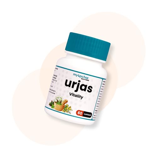 myUpchar Ayurveda Urjas Vitality Capsule For Men | Improves Strength, Stamina & Energy | Ashwagandha, Safed Musli, Gokshur & Shjilajit | 60 Veg Capsules