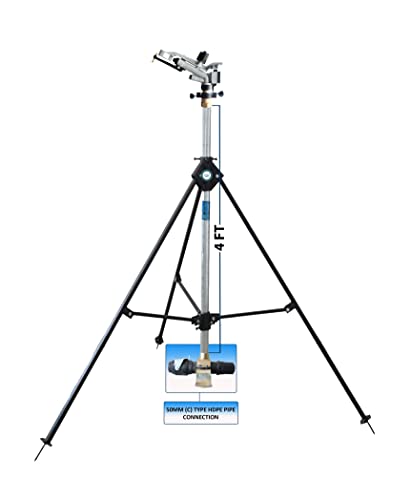 RAINGUN COMPLETE SET WITH HT30G AUTOMAT SEAGULL RAIN GUN, COMPLETE CONNECTOR , 4FT (ISI) GI RISER PIPE | 3LEG HEAVY DUTY STAND (C TYPE SPRINKLER ADAPTER SET, 50MM (1.5"INCH))