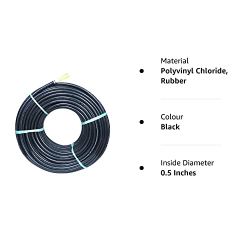 Tramp & Badger (Size : 1/2 (0.5) Inch, Length: 10 Meters, Black) Heavy Duty Braided Water Hose Pipe, Light Weight Easy to Connect For Garden, Car Wash, Floor Clean, Pet Bath, Park & Yard.