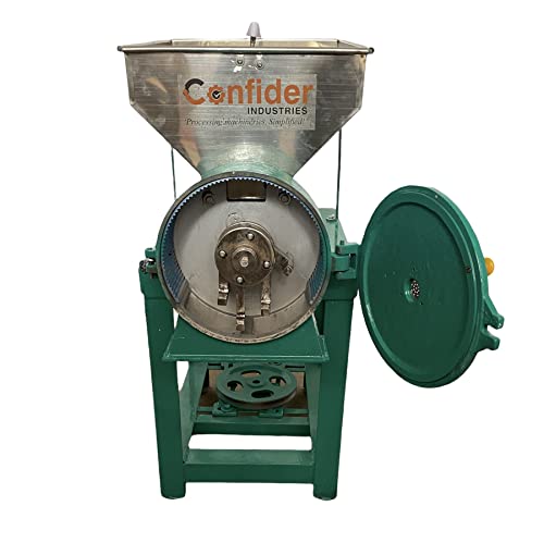 Confider 3 HP Hammer Mill Pulverizer Without Motor (स्टोन लेस आटा चक्की | स्टेनलेस स्टील हॉपर | घर किंवा व्यवसायासाठी वापरण्यासाठी | 25 kg/hr Cap | सर्व ॲक्सेसरीज समाविष्ट | सिंगल फेज)