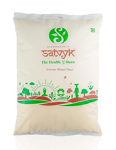 एस सिद्धगिरि का सात्विक द हेल्थ री स्टोर ऑर्गेनिक खापली गेहूं का आटा (3-3 किग्रा का सेट) - स्टोनग्राउंड खापली आटा | पचने में आसान इमर गेहूं का आटा | फाइबर युक्त साबुत गेहूं का आटा | ताज़ा खपली आटा