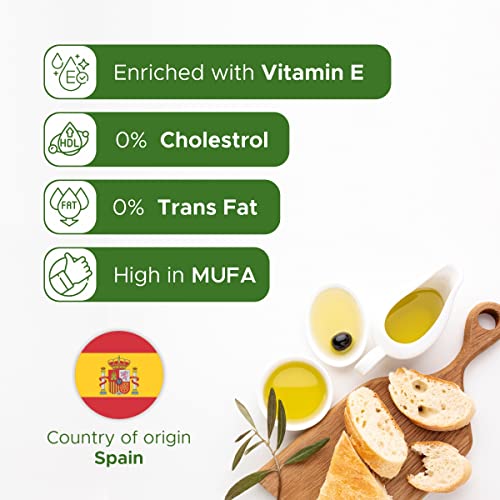 Figaro Olive Oil- Pure Olive Oil-Daily Cooking Oil- Perfect for Indian Dishes- Curries, Gravy- Imported from Spain- 1L Tin
