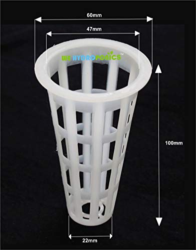 हम हाइड्रोपोनिक्स 2x4 इंच नेटपोट्स - 45 का सेट, एनएफटी, हाइड्रोपोनिक्स, एक्वापोनिक, डच बकेट, डीडब्ल्यूसी, क्रैट्की सिस्टम और नर्सरी के लिए 4 इंच ऊंचाई के साथ 2 इंच टॉप डायमीटर नेटपोट्स, रंग: सफेद