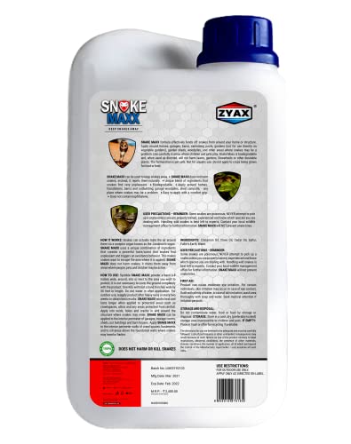 ZYAX स्नेक मैक्स नॉन-टॉक्सिक बायोडिग्रेडेबल पेट-फ्रेंडली स्नेक रिपेलेंट पाउडर जो शील्ड, लॉन, गार्डन, यार्ड की सुरक्षा करता है - फॉर्मूलेशन सांपों के लिए अप्रिय है, केवल बाहरी उपयोग के लिए, 5 KG कंटेनर
