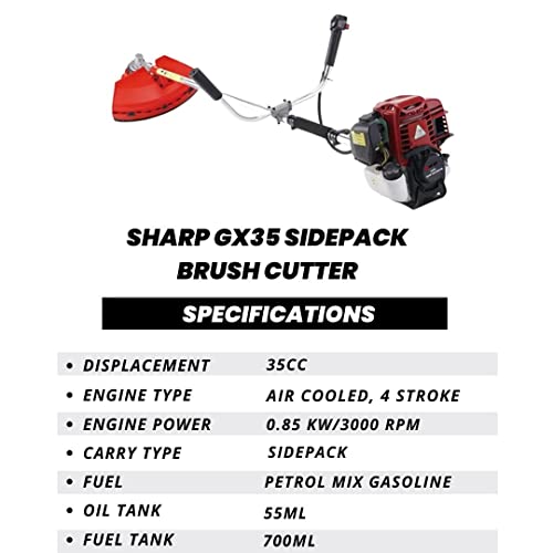 OREZEN Sharp gx35 sidepack - Portable Crop harvestor Brush Cutter Used for Grass Trimming,Weeding in Fruits and Vegetable (Brush Cutter)