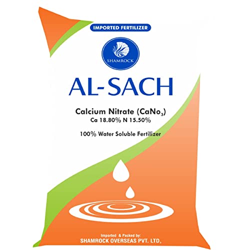 SHAMROCK AL-SACH कॅल्शियम नायट्रेट पाण्यात विरघळणारे खत (2 किलो = 1 किलो x 2 पॅक)