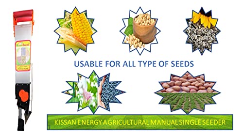 Kissan Energy सिंगल सीडर टूल प्लांट सीडर/सिंगल बैरल हैंड ऑपरेटेड सीडिंग मशीन, गार्डन टूल एडजस्टेबल मैन्युअल प्लांट सीडर सीड स्प्रेडर, गार्डन वेजिटेबल फार्म गार्डनिंग सप्लाई के लिए गार्डन प्लांटर