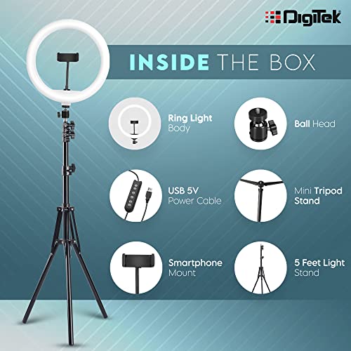 DIGITEK® (DRL-14C) प्रोफेशनल (31cm) यूट्यूब, फोटो-शूट, व्हिडिओ शूट, लाइव्ह स्ट्रीम, मेकअप, व्लॉगिंग आणि अधिकसाठी ट्रायपॉड स्टँड आणि मिनी ट्रायपॉडसह ड्युअल टेम्परेचर एलईडी रिंग लाइट