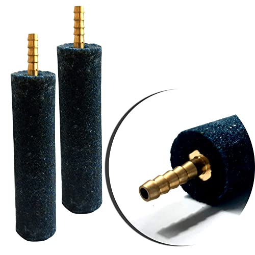 हायड्रोपोनिक्स, एक्वापोनिक्स, बायोफ्लॉक फिश फार्मिंग टँक तलाव वायुवीजन मत्स्यालय ऑक्सिजन निरोगी वातावरण वाढवण्यासाठी ब्रास नोजलसह WE हायड्रोपोनिक्स सिलेंडर एअर स्टोन (4 इंच, 5)