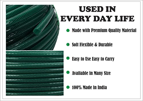 Tramp & Badger (Size : 1/2 (0.5) Inch, Length: 30 Meters, Green) Heavy Duty Braided Water Hose Pipe, Light Weight Easy to Connect For Garden, Car Wash, Floor Clean, Pet Bath, Park & Yard. .