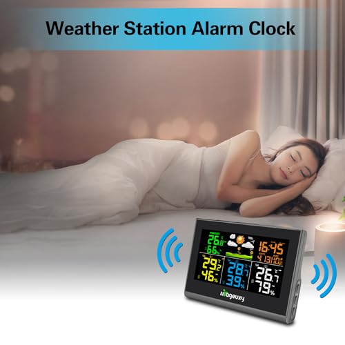 Urageuxy Weather Station with Multiple Sensors, Wireless Indoor Outdoor Thermometer Hygrometer with 3 Sensors, Weather Forecast