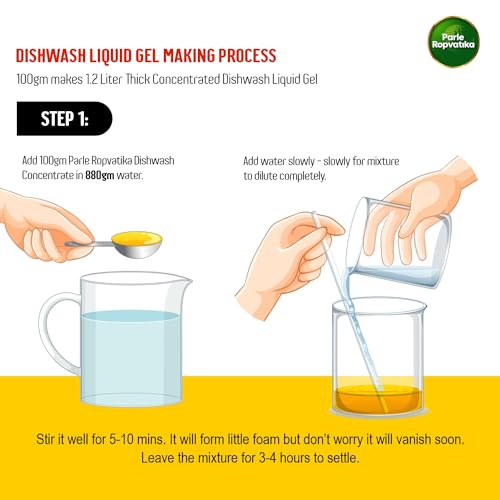 पार्ले रोपवाटिका DIY 10 लीटर डिशवॉश लिक्विड जेल मेकर (500 ग्राम) जार नींबू, नींबू की खुशबू के साथ, कोई अवशेष नहीं छोड़ता, सभी बर्तनों के लिए ग्रीस क्लीनर (DIY: 10 लीटर 500 ग्राम में)