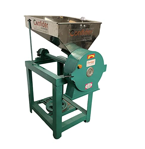 Confider 3 HP Hammer Mill Pulverizer Without Motor (स्टोन लेस आटा चक्की | स्टेनलेस स्टील हॉपर | घर किंवा व्यवसायासाठी वापरण्यासाठी | 25 kg/hr Cap | सर्व ॲक्सेसरीज समाविष्ट | सिंगल फेज)
