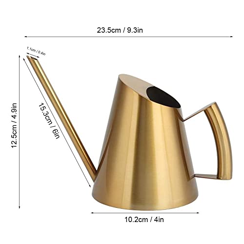 Ubersweet® Watering Can, 400ml/900ml/1500ml Stainless Steel Sprinkle Pot Long Mouth Garden Flowers Plants Flower Watering Tool for Indoor Outdoor Gardens Agriculture(400ml-gold)