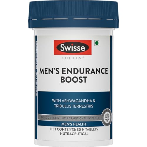 Swisse Men’s Endurance Boost with Ashwagandha, Gokshura & Taurine for Performance Boost - Manufactured in Australia, Globally Proven Formula to Improve Strength & Performance (30 Tabs)