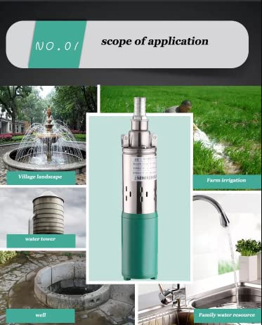 Asian Pumps & Machineries DC 24V Screw Submersible Solar Water Pump 130 Feet Solar Panel or Battery Operated For Openwel/Borewell, Farm, Agriculture, Irrigation & Garden Home Pipe Size 1Inch 250W 1000-1500Lph Copper Winding